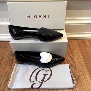 NWT M. Gemi Black patent Esatto flats Sz 38. Women’s shoes.